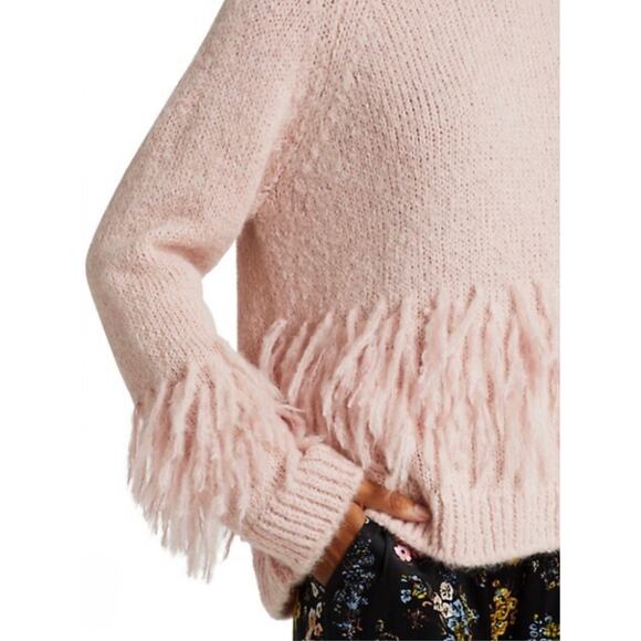 Cinq à Sept | Women | Dusty Pink Alpaca Merino Wool Knit Fringe Sweater | Medium - Picture 12 of 12